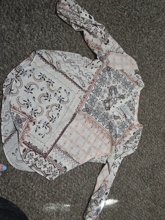 Maurices Tops - Maurices Printed  3/4 Sleeve Blouse in Cream and Blush